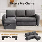 Canapé-lit convertible Dyonery 2-en-1 avec méridienne de rangement réversible pour chambre 81 – Canapé d'angle en L avec poches latérales