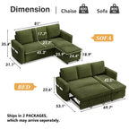 Canapé-lit convertible Dyonery 2-en-1 avec méridienne de rangement réversible pour chambre 81 – Canapé d'angle en L avec poches latérales