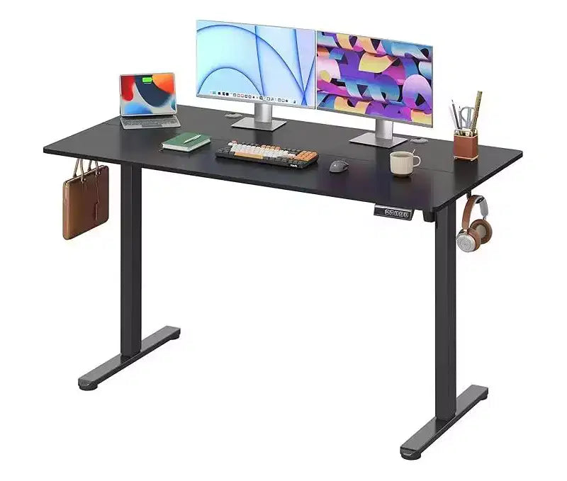 GALAXHERO Bureau Debout Électrique 140 x 70 cm, Bureau à Hauteur Réglable pour Bureau, Poste de Travail Ergonomique Assis-Debout avec Support Téléphone, Noir