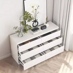 Commode à 6 tiroirs profonds Okak pour chambre, commode de placard moderne en bois, armoire de rangement spacieuse, grande table de chevet pour salon ou entrée