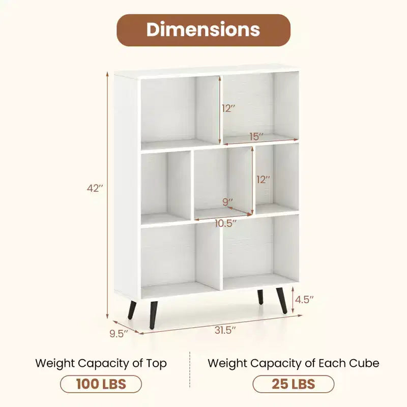 Bibliothèque Costway 7/8/10/10 cubes 80/100/120/140 cm avec 4/5 pieds en métal et 2 dispositifs anti-basculement, meuble de rangement