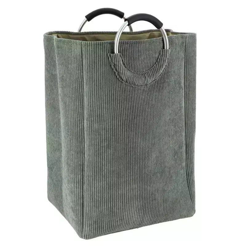 Panier à linge en velours côtelé Evideco French Home Goods 55L vert sauge