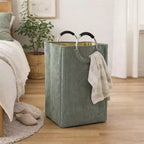 Panier à linge en velours côtelé Evideco French Home Goods 55L vert sauge