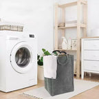 Panier à linge en velours côtelé Evideco French Home Goods 55L vert sauge