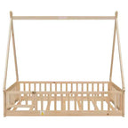 MAYEERTY Lit au sol en forme de tente avec barrières, porte, beige