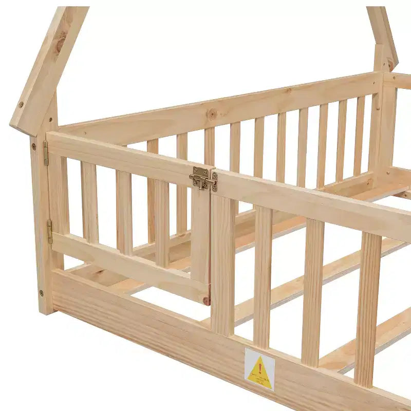 MAYEERTY Lit au sol en forme de tente avec barrières, porte, beige