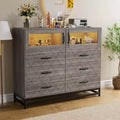 1PC 6-Drawer Dresser with USB Ports & RGB Lights - 2-Door Storage Cabinet for Bedroom/Living Room