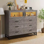 1PC 6-Drawer Dresser with USB Ports & RGB Lights - 2-Door Storage Cabinet for Bedroom/Living Room