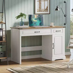 Bureau de direction de 47 pouces de style ferme, bureau rustique avec tiroirs de rangement, bureau d'ordinateur en bois pour bureau à domicile et étude