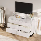 Commode 6 tiroirs pour chambre, Commode large, Meuble de rangement vertical autoportant, Commode de rangement en bois pour salon, couloir, entrée