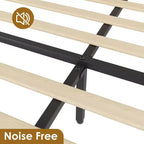 Cadre de lit Boho en rotin naturel avec tête de lit en bois, 2 tiroirs de rangement, lumières LED RVB, plateforme robuste avec lattes, aucun sommier tapissier requis
