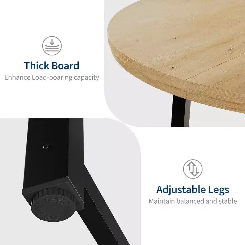 CuisinSmart Table à Manger Ronde de 120 cm, Table à Dîner Industrielle pour 4 à 6 Personnes, Table de Cuisine en Bois avec Cadre Métallique Robuste et Finition Rustique