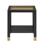 Table d'appoint Probe Hues Mid-Century en métal et verre - Étagère de rangement et hauteur côté canapé