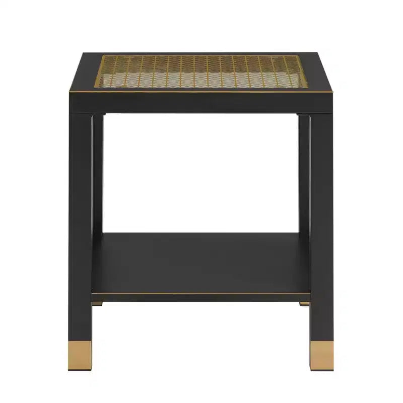 Table d'appoint Probe Hues Mid-Century en métal et verre - Étagère de rangement et hauteur côté canapé