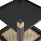 Table d'appoint Probe Hues Mid-Century en métal et verre - Étagère de rangement et hauteur côté canapé
