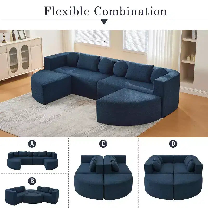 Canapé modulaire sectionnel sans accoudoirs Whisen et canapé à compression avec assise profonde et design incurvé