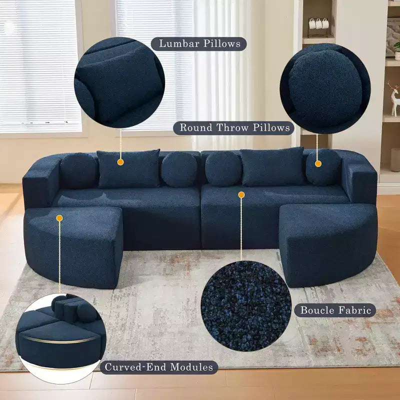 Canapé modulaire sectionnel sans accoudoirs Whisen et canapé à compression avec assise profonde et design incurvé