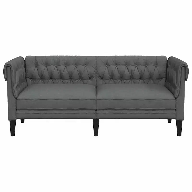 vidaXL Canapé Chesterfield Polyester gris foncé, bois massif, contreplaqué, mousse