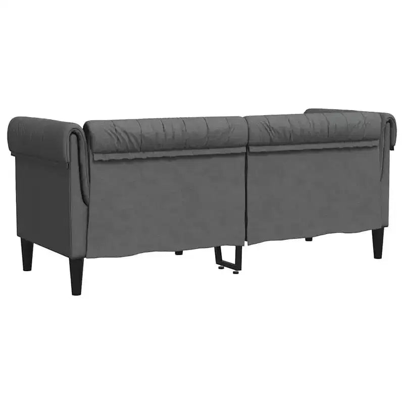 vidaXL Canapé Chesterfield Polyester gris foncé, bois massif, contreplaqué, mousse