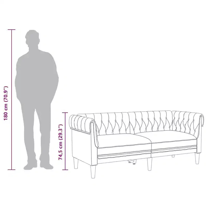 vidaXL Canapé Chesterfield Polyester gris foncé, bois massif, contreplaqué, mousse