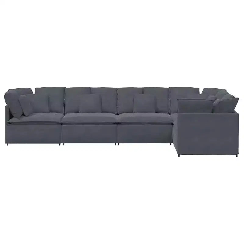 vidaXL Ensemble de canapés modulaires - Velours Gris Foncé - Mobilier Moderne pour Salon et Séjour - Cadre en Métal et Bois - 157,5 x 78,7 - Utilisation en Intérieur