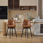 26 Tabourets de Bar Hauteur Comptoir, Chaises de Bar Mid-Century avec Dossier et Pieds en Bois pour Salle à Manger et Îlot de Cuisine