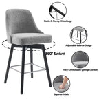 26 Tabourets de Bar Hauteur Comptoir, Chaises de Bar Mid-Century avec Dossier et Pieds en Bois pour Salle à Manger et Îlot de Cuisine