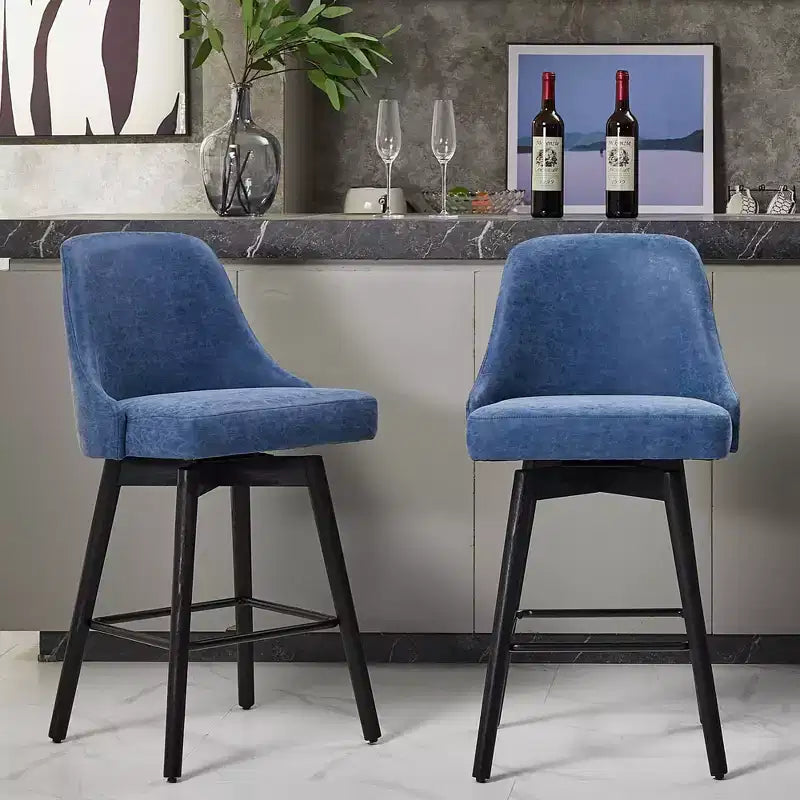 26 Counter Height Barstools,Mid Century Bar Chairs with Back & Wood Legs for Dining Room Kitchen Island