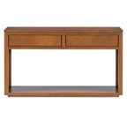 Console MAYEERTY en bois rustique avec tiroirs de rangement et étagère ouverte pour couloir et salon, couleur miel