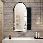 24x36 Inch Arched Recessed Medicine Cabinet, Metal Framed Bathroom Wall Cabinet with Mirror and Adjustable Shelves