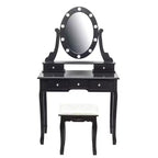 Coiffeuse moderne, ensemble de coiffeuse pour filles avec miroir éclairé et tabouret capitonné, table de maquillage avec 5 tiroirs pour chambre à coucher, coiffeuse pour enfants et femmes