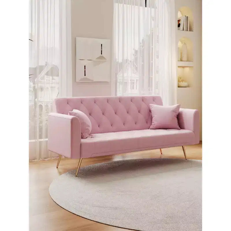 MAYEERTY Causeuse Canapé en Velours Vintage Confortable pour Salon Chambre Rose