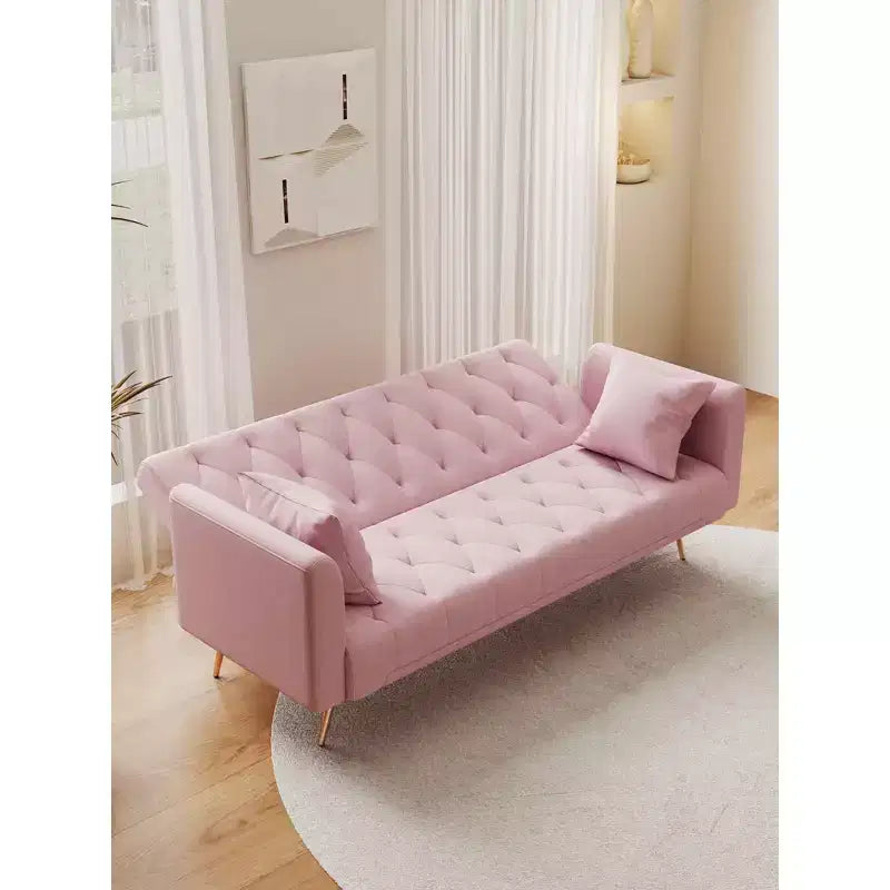 MAYEERTY Causeuse Canapé en Velours Vintage Confortable pour Salon Chambre Rose