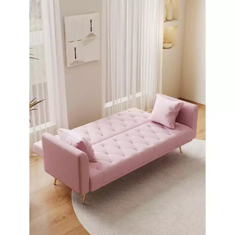 MAYEERTY Causeuse Canapé en Velours Vintage Confortable pour Salon Chambre Rose
