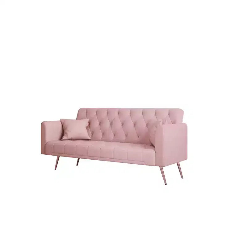 MAYEERTY Causeuse Canapé en Velours Vintage Confortable pour Salon Chambre Rose