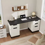 Bureau de direction style ferme de 59 po, bureau d'ordinateur avec tiroir classeur et armoire de rangement, table d'ordinateur en bois avec 3 tiroirs pour le travail et l'étude