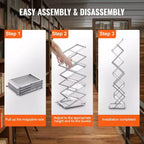 VEVOR Présentoir à magazines pliable, Présentoir à brochures pop-up à 6 compartiments, Support de catalogue double face, Argent