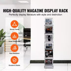 VEVOR Présentoir à magazines pliable, Présentoir à brochures pop-up à 6 compartiments, Support de catalogue double face, Argent