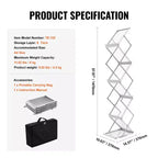 VEVOR Présentoir à magazines pliable, Présentoir à brochures pop-up à 6 compartiments, Support de catalogue double face, Argent