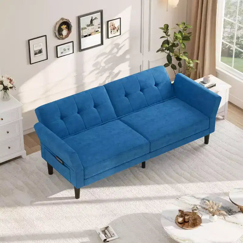 Canapé-lit de 226 cm, canapé-lit convertible moderne en chenille avec dossier et accoudoirs réglables, causeuse surdimensionnée