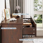 Commode de ferme à 6 tiroirs, commode en bois de 120 cm de long, organisateur de placards, commode rustique