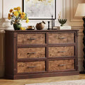 Farmhouse 6 Drawers Dresser, 47 Long Wood Closet Dressers Organizer, Rustic Chest of Drawers