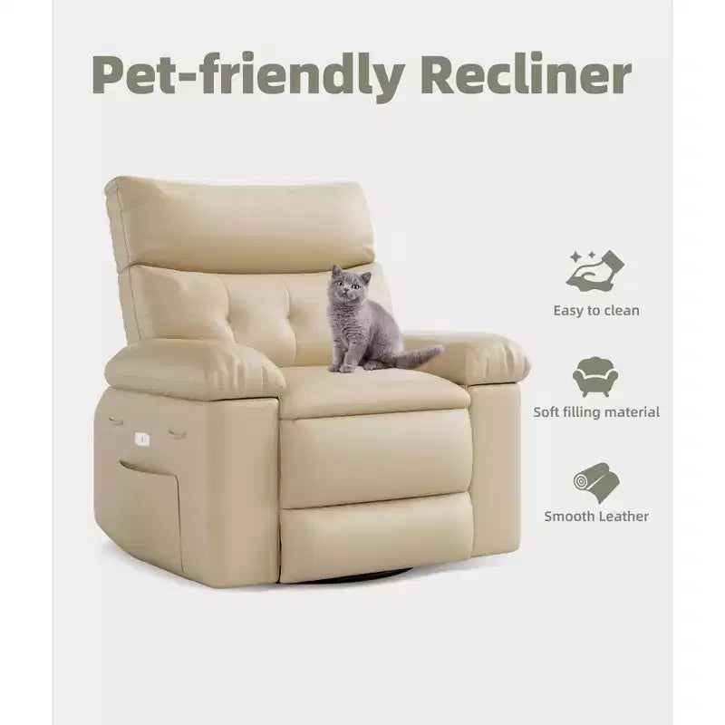 Fauteuil Inclinable Large Surdimensionné - Chauffant et Massant, Grand Fauteuil Inclinable Manuel en Cuir PU pour Adultes, avec Rembourrage en Éponge 1,5 Fois Plus Épais et Mécanisme d'Inclinaison Facile