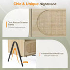 Table de chevet Karl avec 1 tiroir en aggloméré naturel de 44 cm de large
