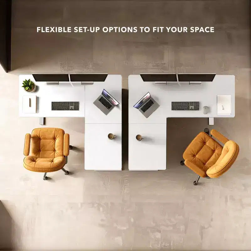Mount-It! Bureau d'angle électrique réglable en hauteur XL, cadre blanc et plateau blanc