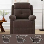 MAYEERTY Fauteuil inclinable pivotant compact en chocolat pour femme, idéal pour chambre à coucher et salon.