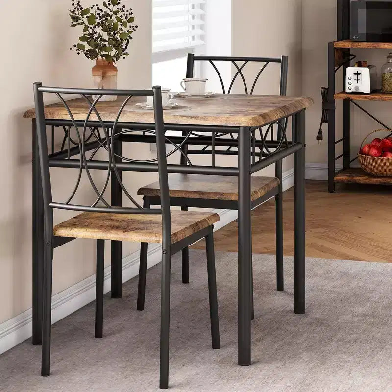 Ensemble de salle à manger carré 3 pièces pour 2 – Table et chaises rembourrées pour petits espaces