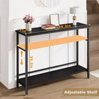 Console de 99 cm pour entrée, table de canapé étroite à 2 niveaux, table derrière le canapé avec étagère réglable, table d'entrée pour salon, couloir