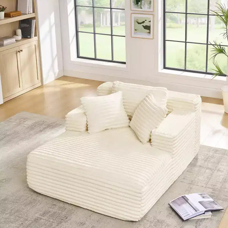 Okak Canapé-lit méridienne moderne confortable avec oreillers, canapé futon rembourré en velours côtelé avec assise profonde pour salon