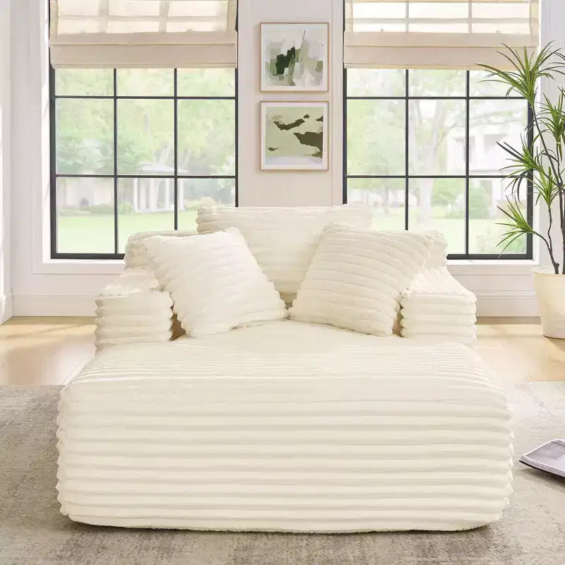 Okak Canapé-lit méridienne moderne confortable avec oreillers, canapé futon rembourré en velours côtelé avec assise profonde pour salon